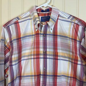 Pendleton Men's Long Sleeve Shirt Size M White Purple Burnt Orange, Plaid